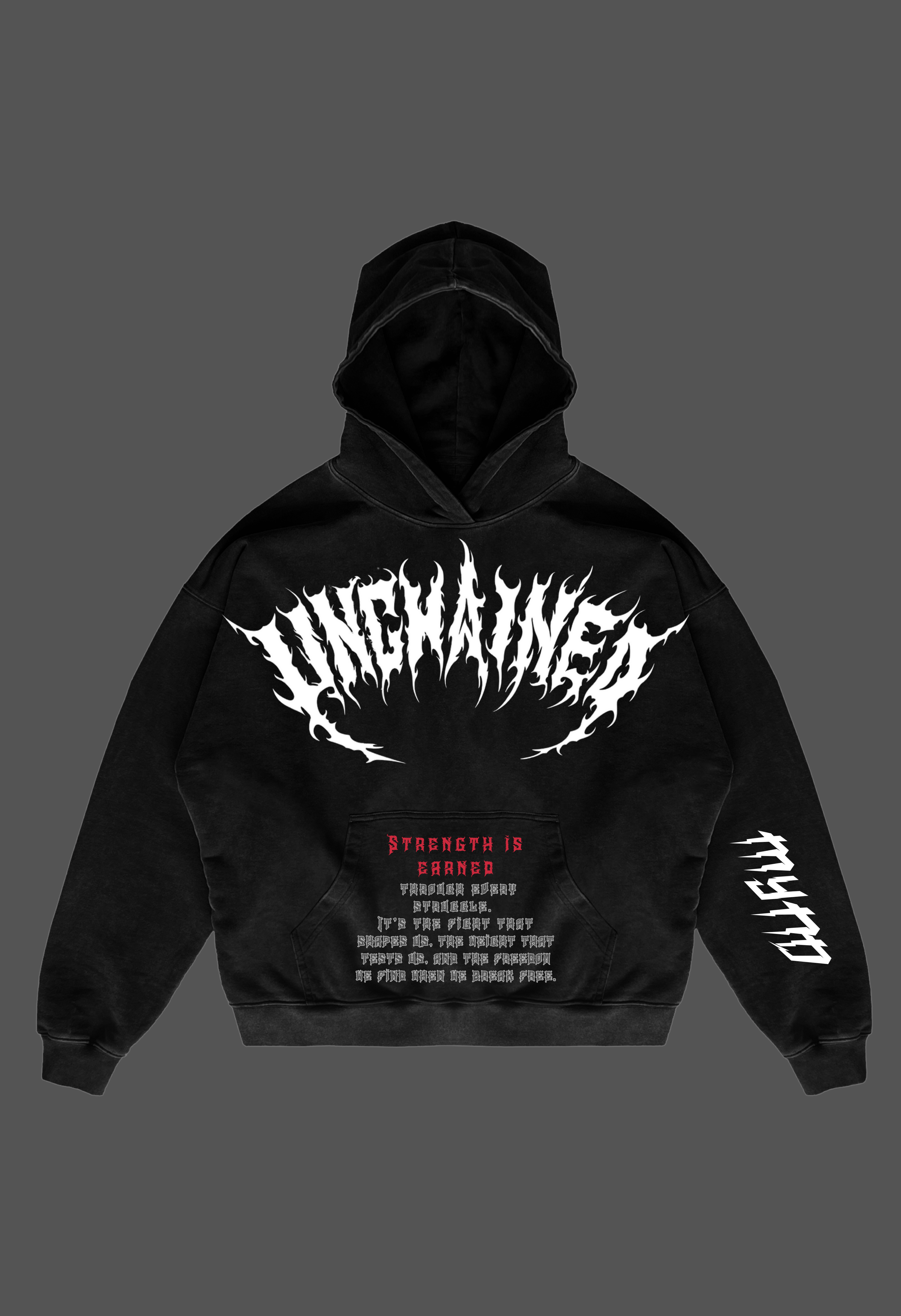 Mynd Wear “Unchained” Acid-Washed Oversized Hoodie – Black