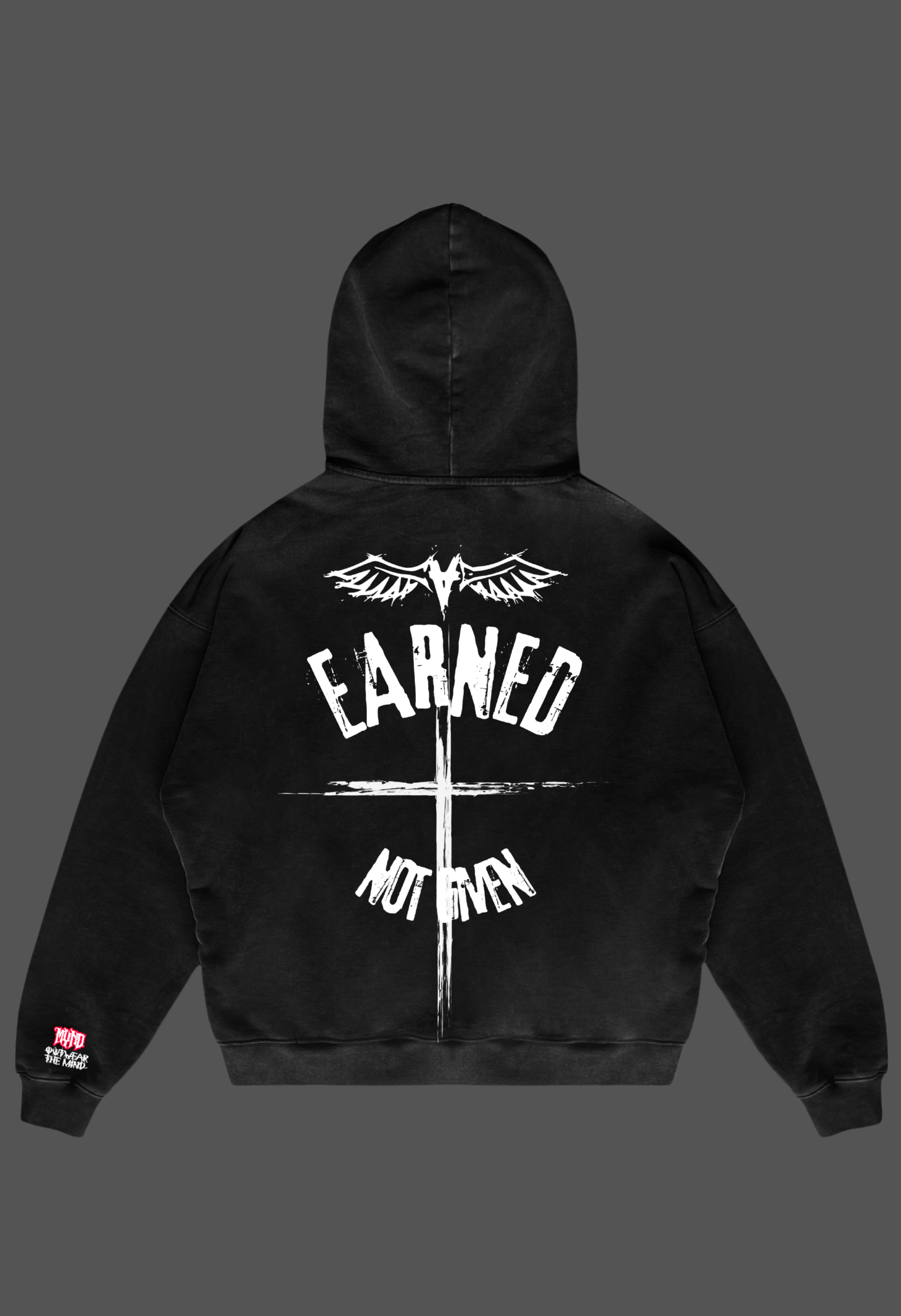 Mynd Wear “Unchained” Acid-Washed Oversized Hoodie – Black