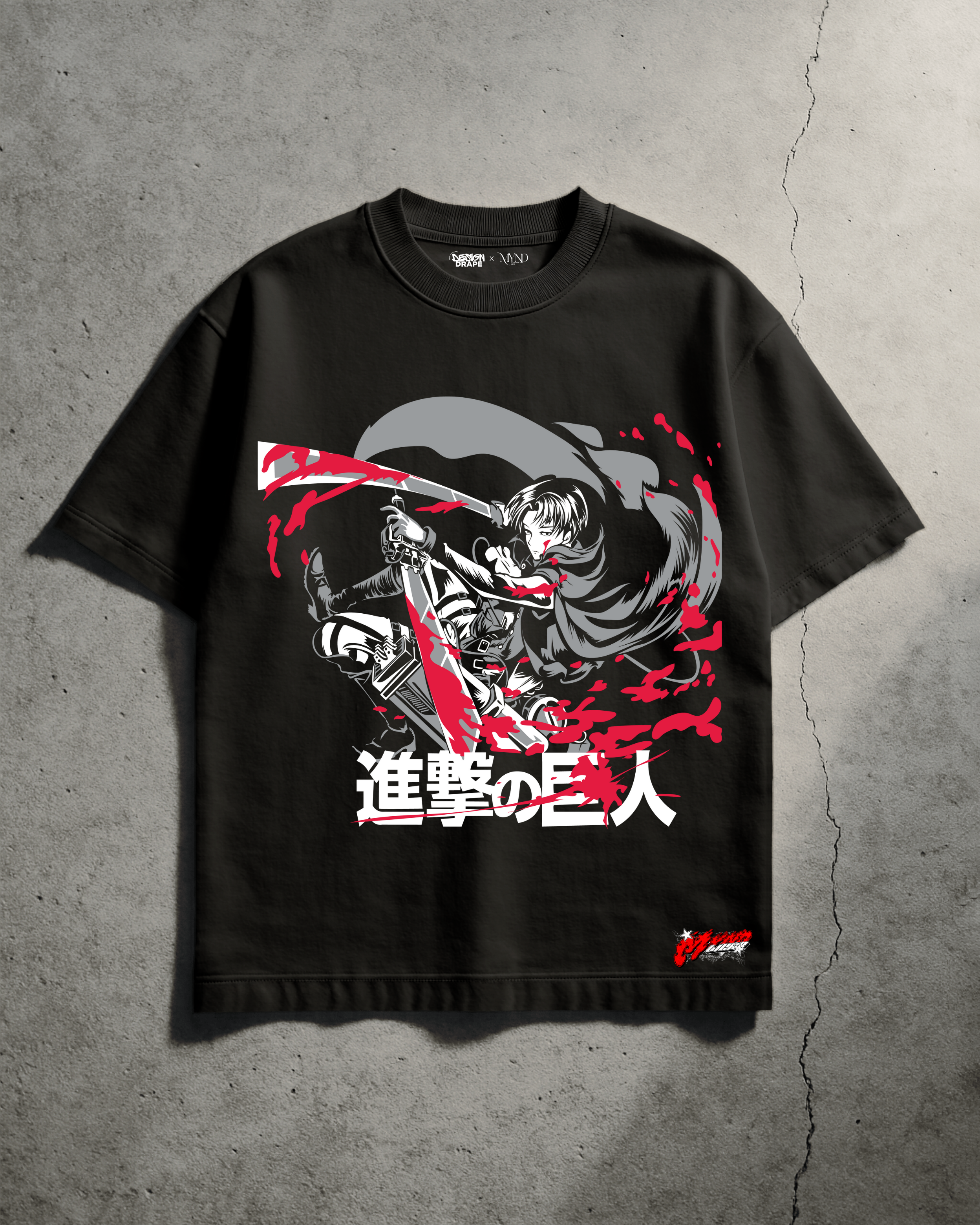 Levi Ackerman T-Shirt – Attack on Titan Anime Streetwear Tee (Unisex, Black/Red)