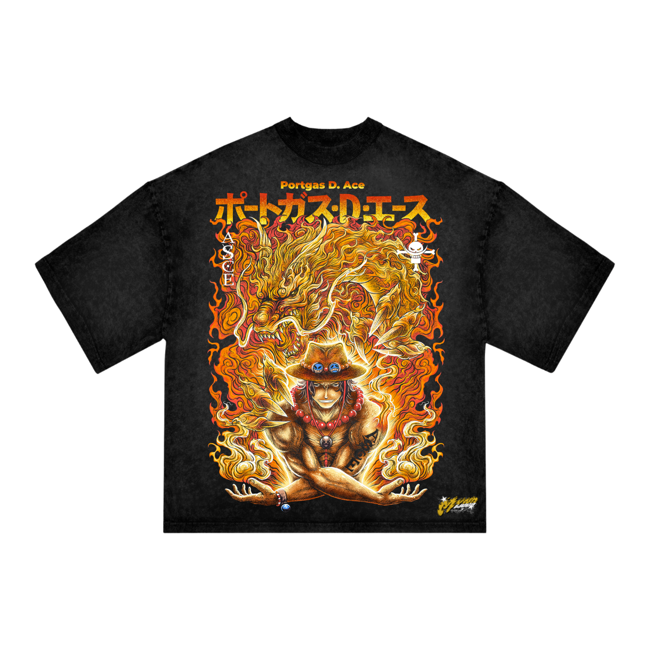 Portgas D. Ace Flame Dragon Oversized Anime T-Shirt