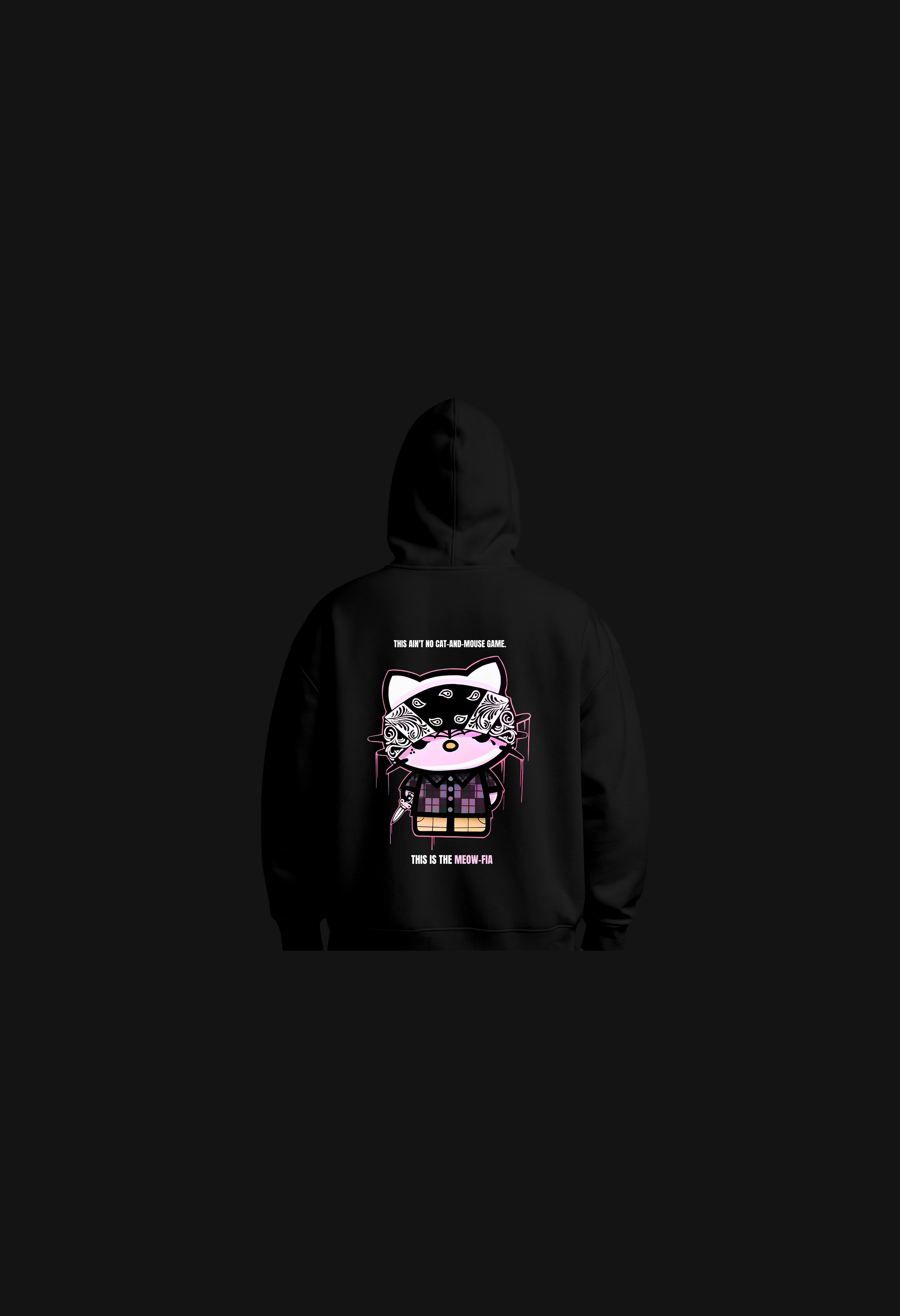 Mynd Wear “Kitty Wars: Meao-Fia Edition” Heavyweight Oversized Hoodie – Black
