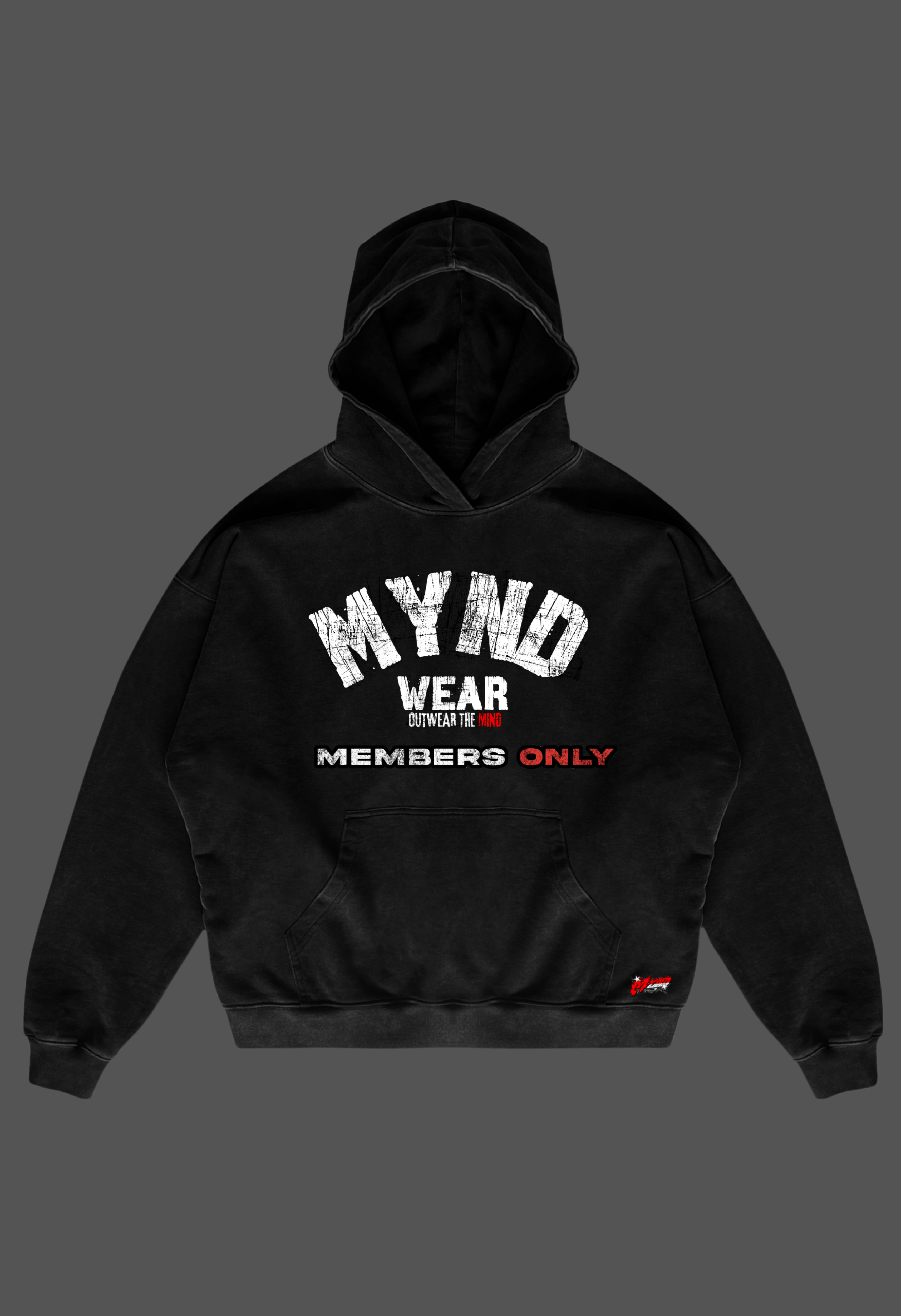 Mynd Wear “Conquer The Mind” Acid-Washed Oversized Hoodie – Black