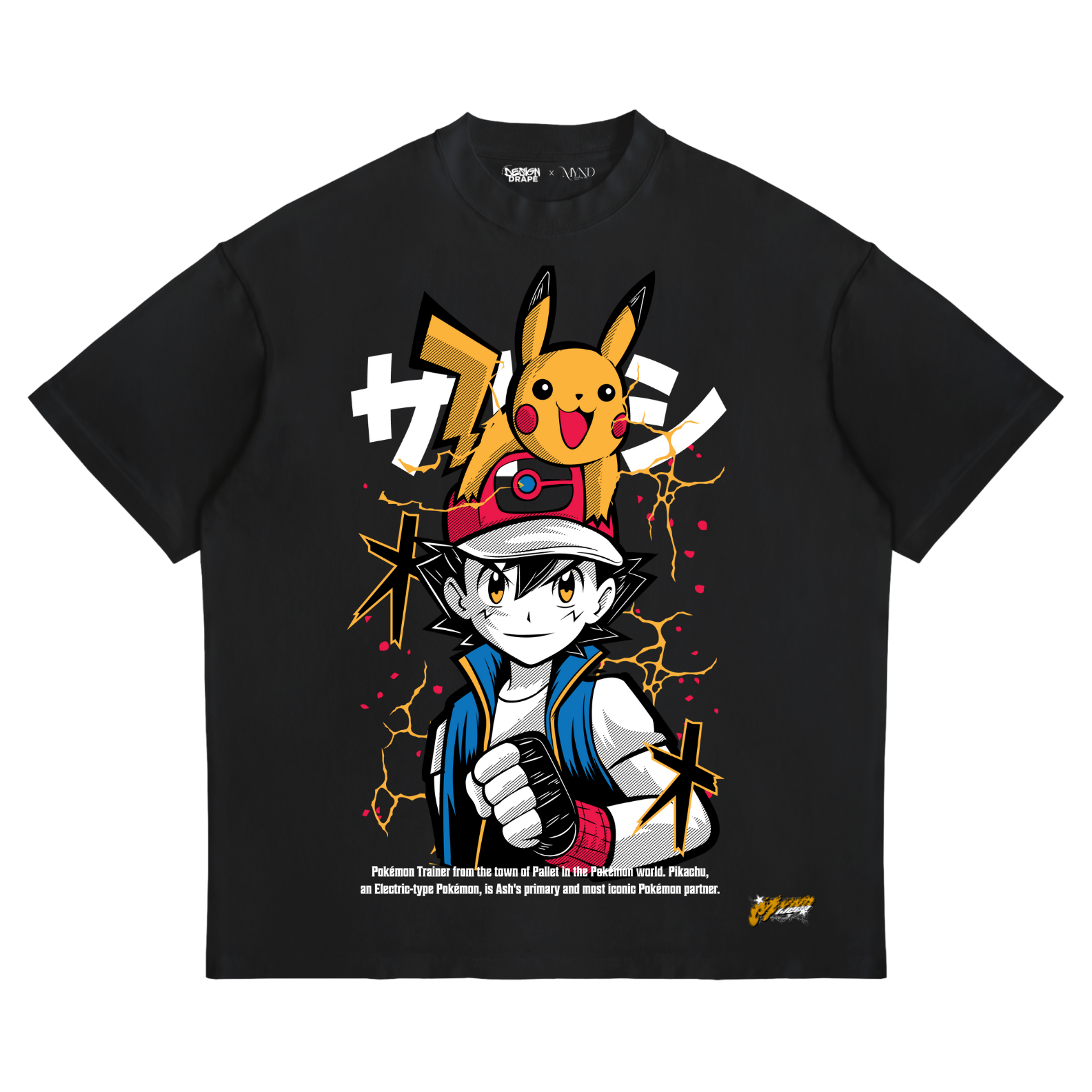 Ash & Pikachu Anime T-Shirt – Classic Pokémon Streetwear Tee (Unisex, Black)