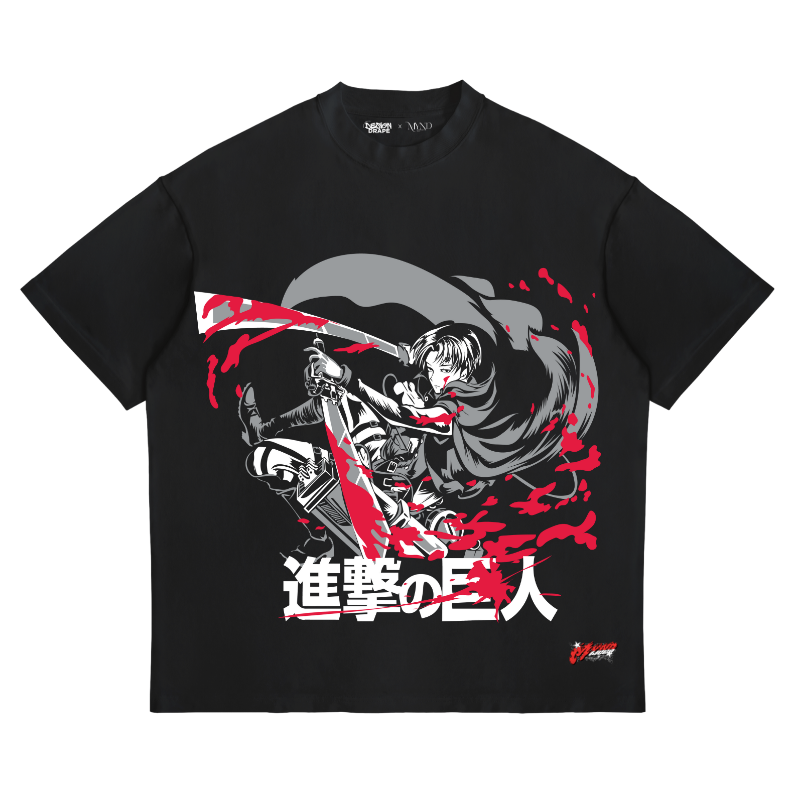 Levi Ackerman T-Shirt – Attack on Titan Anime Streetwear Tee (Unisex, Black/Red)