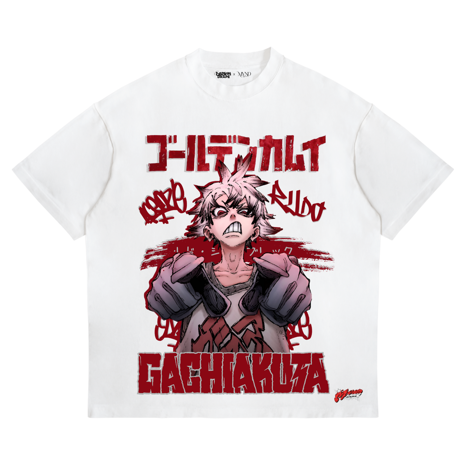 Rudo Gachikuta T-Shirt – Streetwear Anime Tee (Unisex, White/Red)